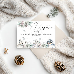 Arctic Animals Baby Shower Diaper Raffle Enclosure Card