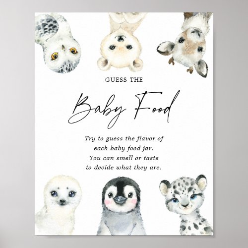 Arctic Animals Baby Shower Guess The Baby Food Poster
