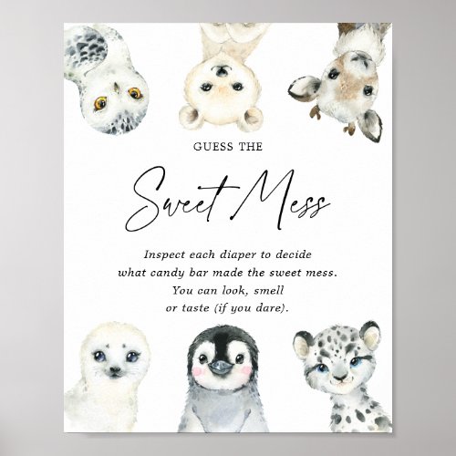 Arctic Animals Baby Shower Guess The Sweet Mess Poster