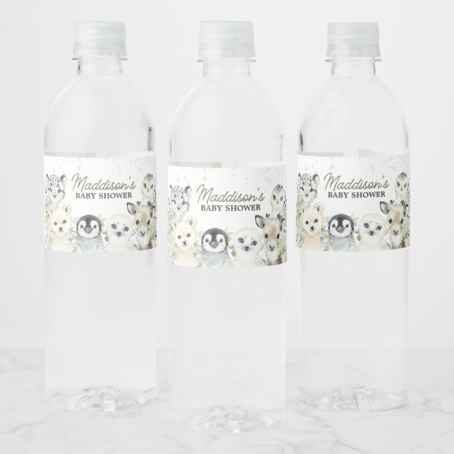 Arctic Animals Baby Shower  Water Bottle Label (Bottles)