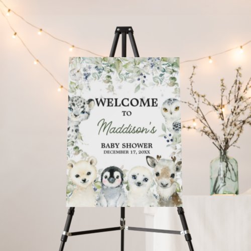 Arctic Animals Baby Shower Welcome Sign