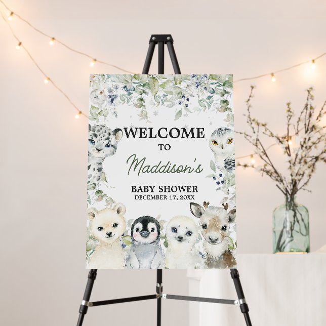 Arctic Animals Baby Shower Welcome Sign (In Situ (Stand))