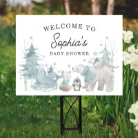 Arctic Animals Baby Shower Welcome Yard Sign