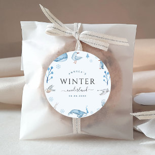 Arctic Animals Blue Winter Onederland 1st Birthday Classic Round Sticker