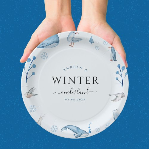 Arctic Animals Blue Winter Onederland 1st Birthday Paper Plates