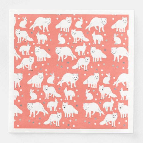 Arctic Animals Collection_ Arctic Foxes and Hares Paper Dinner Napkins