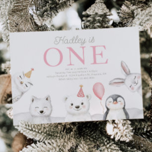 Arctic Animals First Birthday Invitation