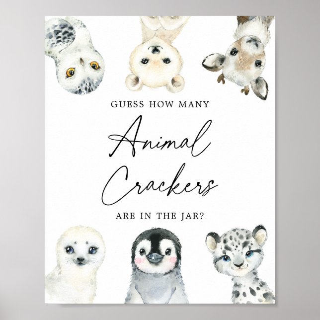 Arctic Animals Guess How Many Animal Crackers Sign (Front)