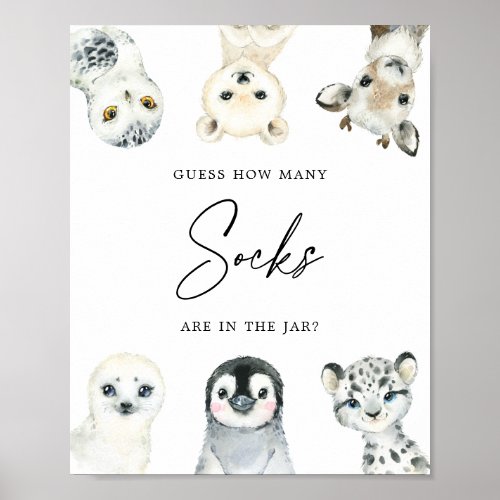 Arctic Animals Guess How Many Socks Sign