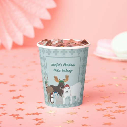 Arctic Animals in Winter Hats Christmas Party Paper Cups