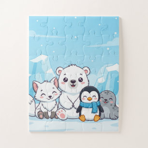 Arctic Animals Kids Puzzle   Cute Polar Bear Fox P