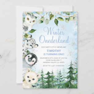 Arctic Animals Onederland Boy 1st Birthday Invitation