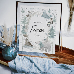 Arctic Animals Winter Baby Shower Favor Sign