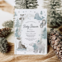 Arctic Animals Winter Baby Shower Invitation Card