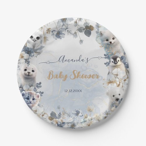 Arctic Animals Winter Baby Shower Paper Plates