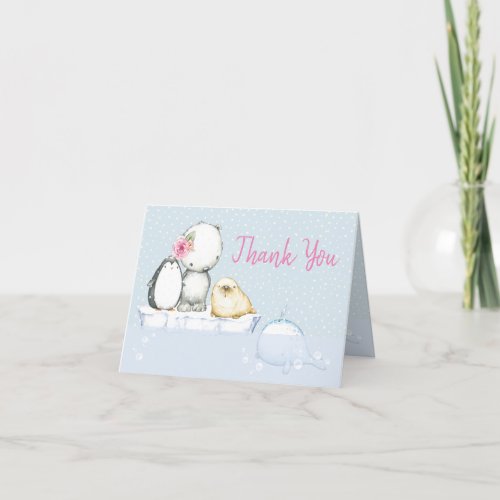 Arctic Animals Winter Baby Shower Thank You Card