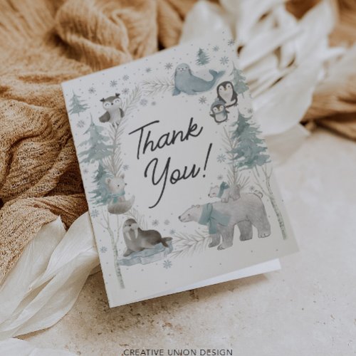 Arctic Animals Winter Baby Shower Thank You Cards