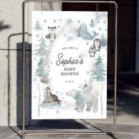 Arctic Animals Winter Baby Shower Welcome Sign