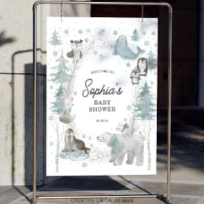 Arctic Animals Winter Baby Shower Welcome Sign
