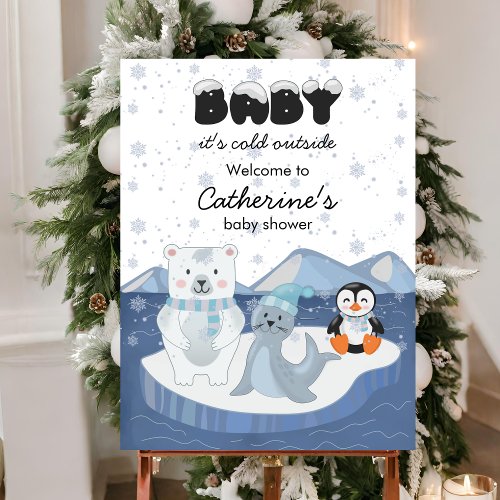 Arctic Animals Winter Baby Shower Welcome Sign