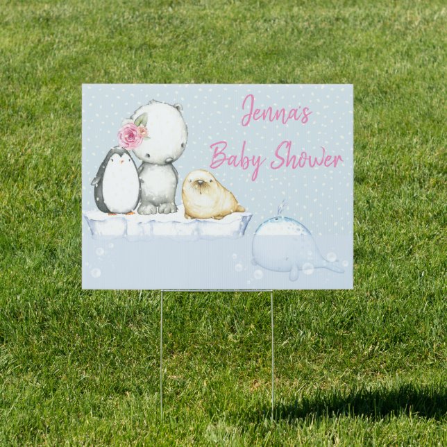 Arctic Animals Winter Baby Shower Yard Sign (Insitu)