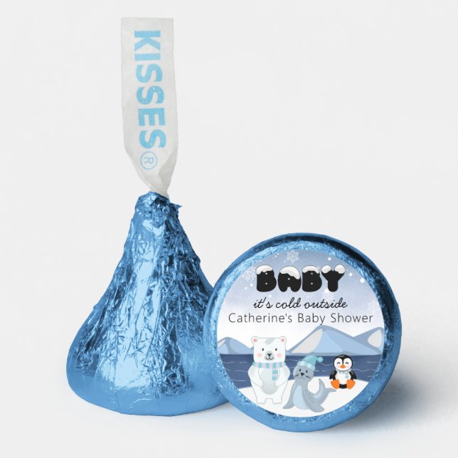 Arctic Animals Winter Wonderland Baby Shower Hershey®'s Kisses® (Front)
