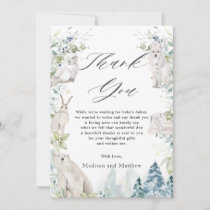 Arctic Animals Winter Wonderland Baby Shower  Thank You Card