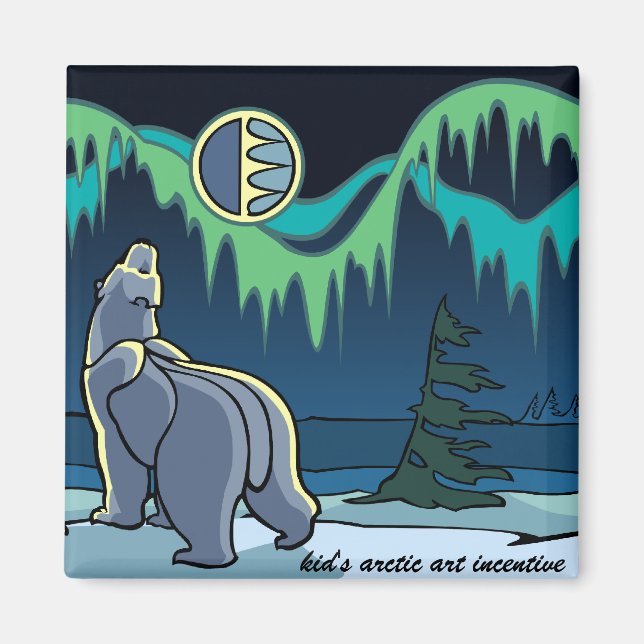 Arctic Art Fridge Magnet Polar Bear Art Gifts (Front)