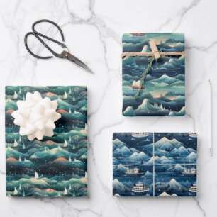 Arctic Aurora Expedition: Icy Adventure Design Wrapping Paper Sheets