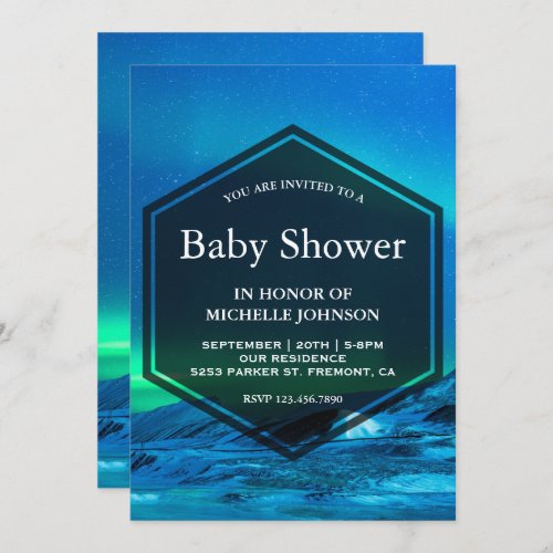 Arctic Aurora Northern Lights Baby Shower Invitation