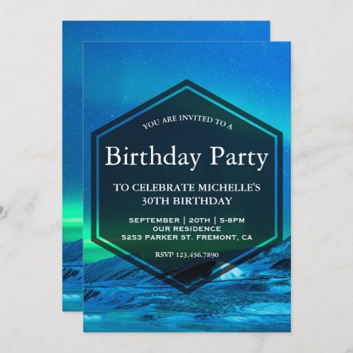 Arctic Aurora Northern Lights Birthday Party Invitation
