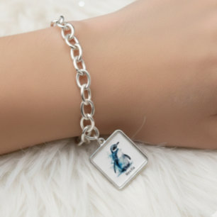 Arctic Azure Watercolor Penguin, custom Bracelet