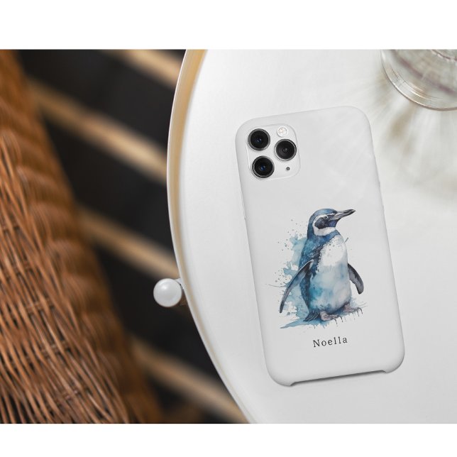 Arctic Azure Watercolor Penguin, custom  Case-Mate iPhone Case (Creator Uploaded)