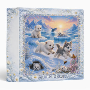 Arctic Baby Friends Watercolor School Adventure 3 Ring Binder
