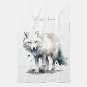 Arctic Beauty: Winter Fox custom Kitchen Towel