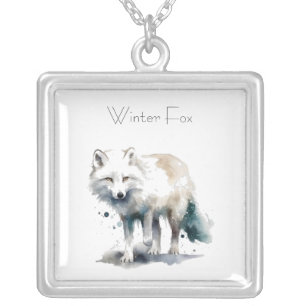 Arctic Beauty: Winter Fox custom Silver Plated Necklace