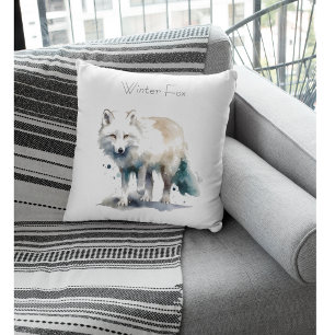 Arctic Beauty: Winter Fox custom Throw Pillow