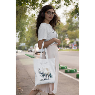 Arctic Beauty: Winter Fox custom Tote Bag