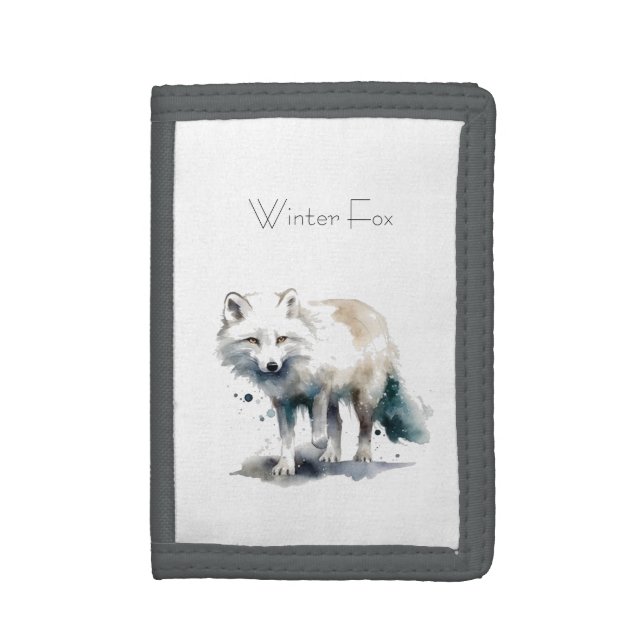 Arctic Beauty: Winter Fox custom Trifold Wallet (Front Vertical)