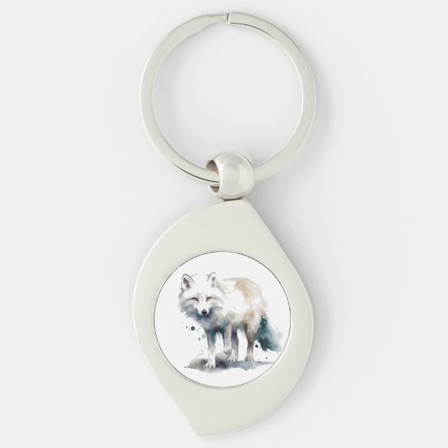Arctic Beauty: Winter Fox Keychain (Front)