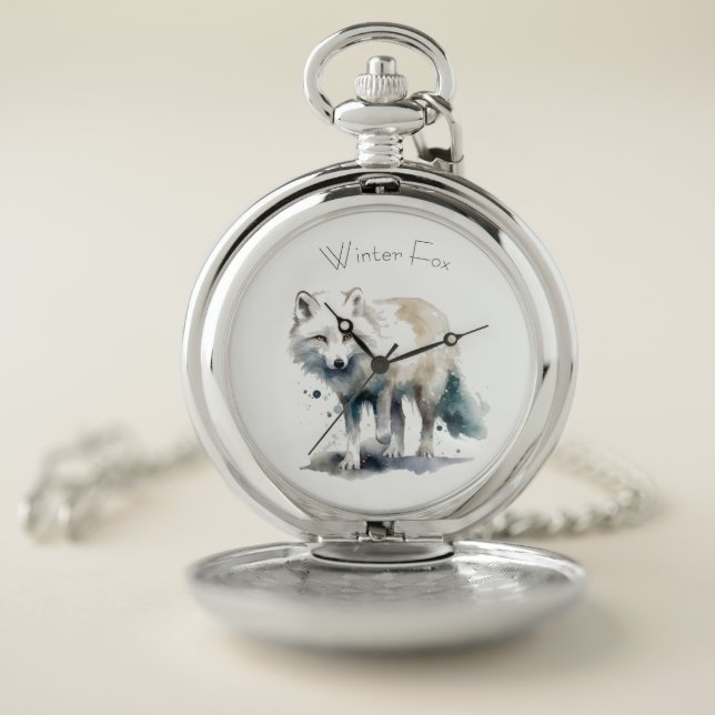 Arctic Beauty: Winter Fox Pocket Watch (Inside)