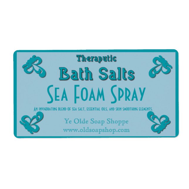 Arctic Blue Customizable Homemade Bath Salts Label (Front)