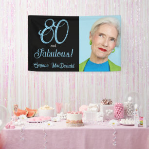 Arctic Blue Eighty and Fabulous 80th Birthday Banner