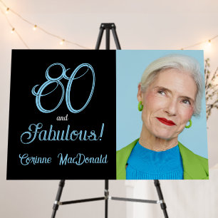 Arctic Blue Eighty and Fabulous 80th Birthday Foam Board