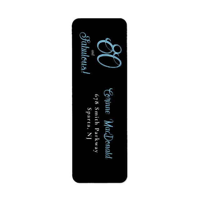 Arctic Blue Eighty and Fabulous 80th Birthday Label (Front)