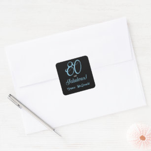 Arctic Blue Eighty and Fabulous 80th Birthday Square Sticker