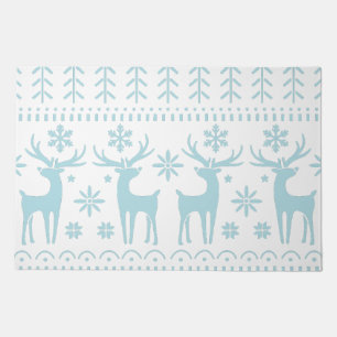 Arctic Blue Folk Art Winter Theme Doormat