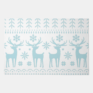Arctic Blue Folk Art Winter Theme Doormat