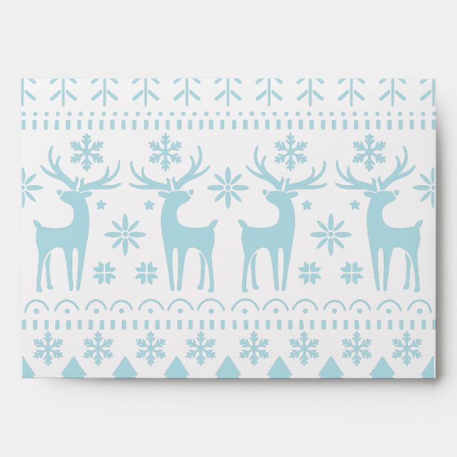 Arctic Blue Folk Art Winter Theme Envelope (Front)
