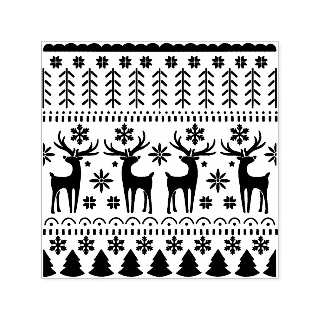 Arctic Blue Folk Art Winter Theme Self-inking Stamp (Design)